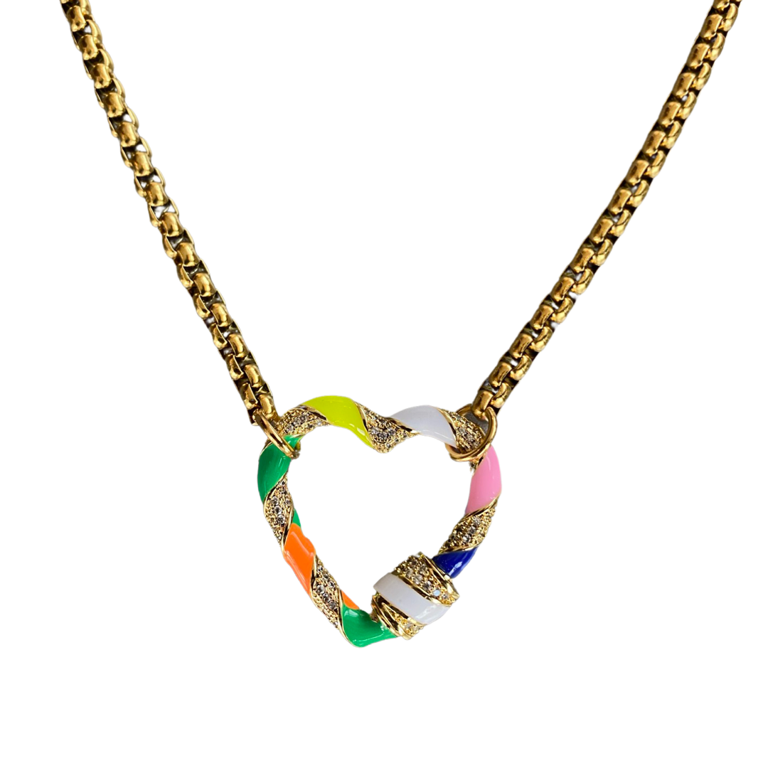 Rainbow Heart Halskæde